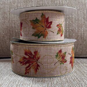 Kirkland Signature Wired Edge Fall Autumn Ribbon Holiday Approximately 65 yards